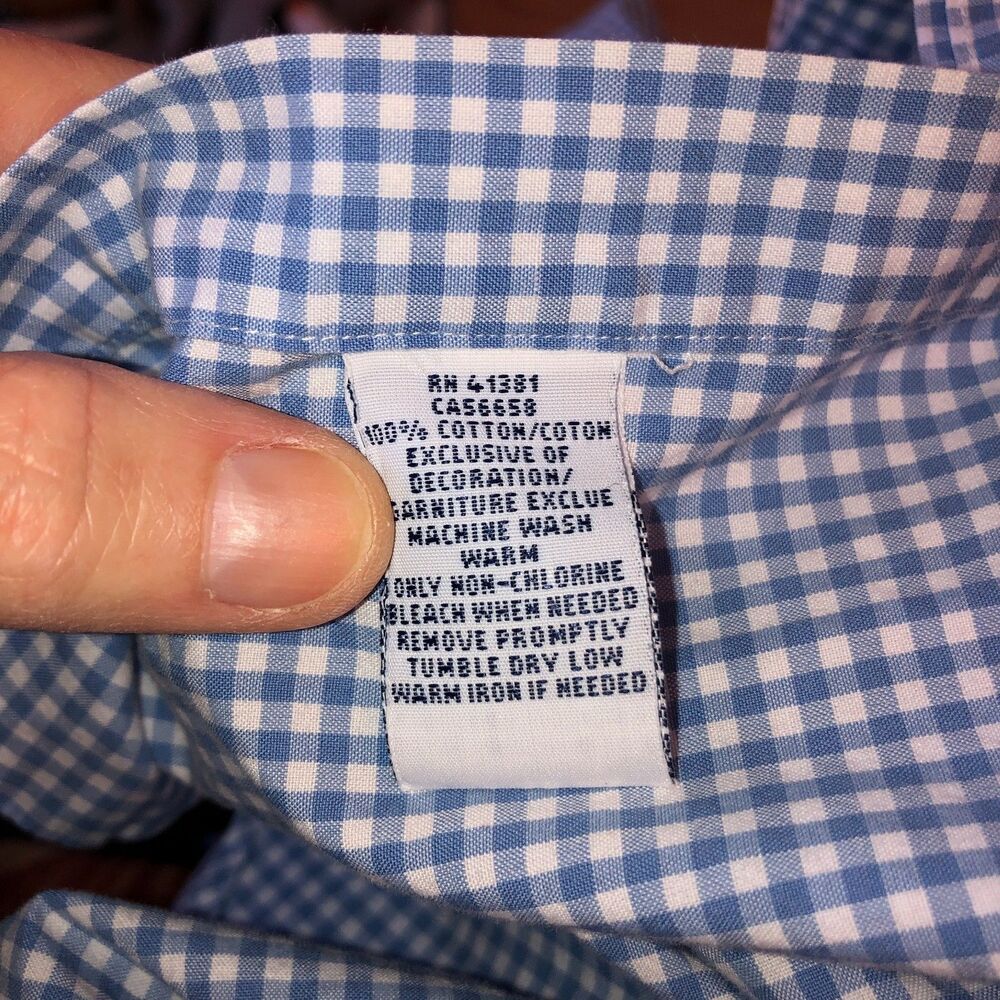 Polo Ralph Lauren Mens Medium Blue Gingham Long Sleeve Button Up Shirt Size M - Picture 6 of 6